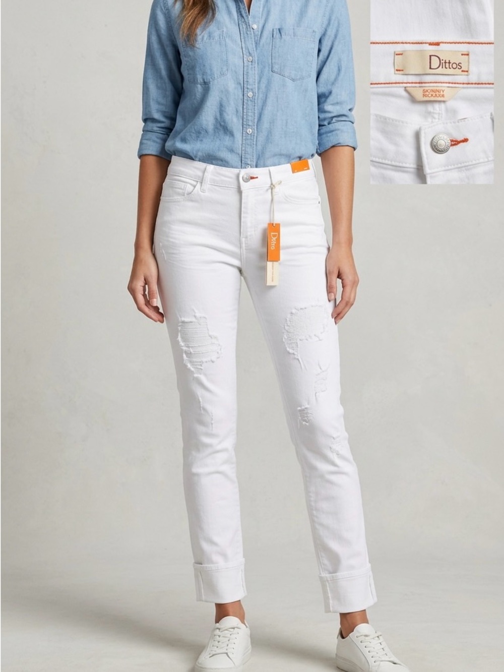 Dittos White Distressed Skinny Jeans New with tags